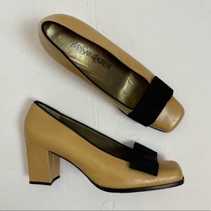 Yves Saint Laurent Square-Toe Pump w/Bow